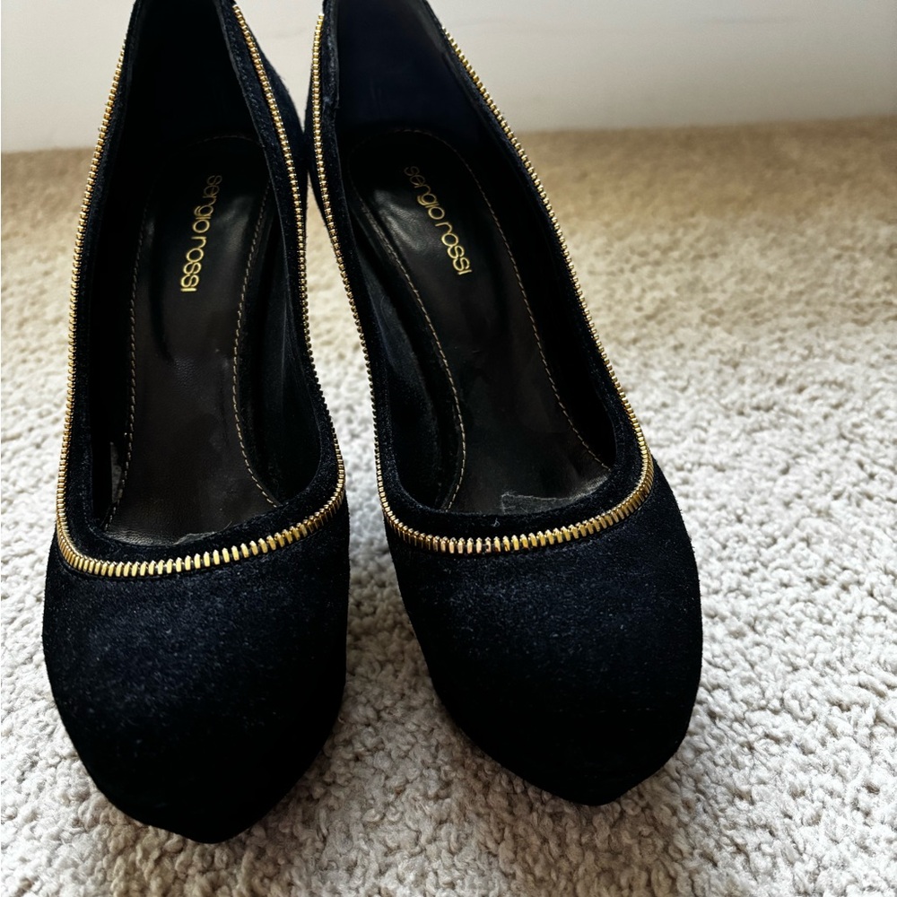 Black Women's Shoes with Gold Accents